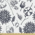 thumbnail image 1 of Snail Fabric by the Yard Upholstery, Vintage Weathered Illustrated Natural Various Flowers Leaves and Mollusks, Decorative Fabric for DIY and Home Accents, White and Dark Indigo by Ambesonne, 1 of 5
