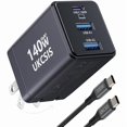 thumbnail image 1 of Chenchen 140W USB C Laptop Charger Block, Foldable 3-Port GaN Fast Charger, Type C Charging Block, Fast Charging Adapter for MacBook Pro/Air, iPad, iPhone, Samsung Galaxy (Grey), 1 of 1