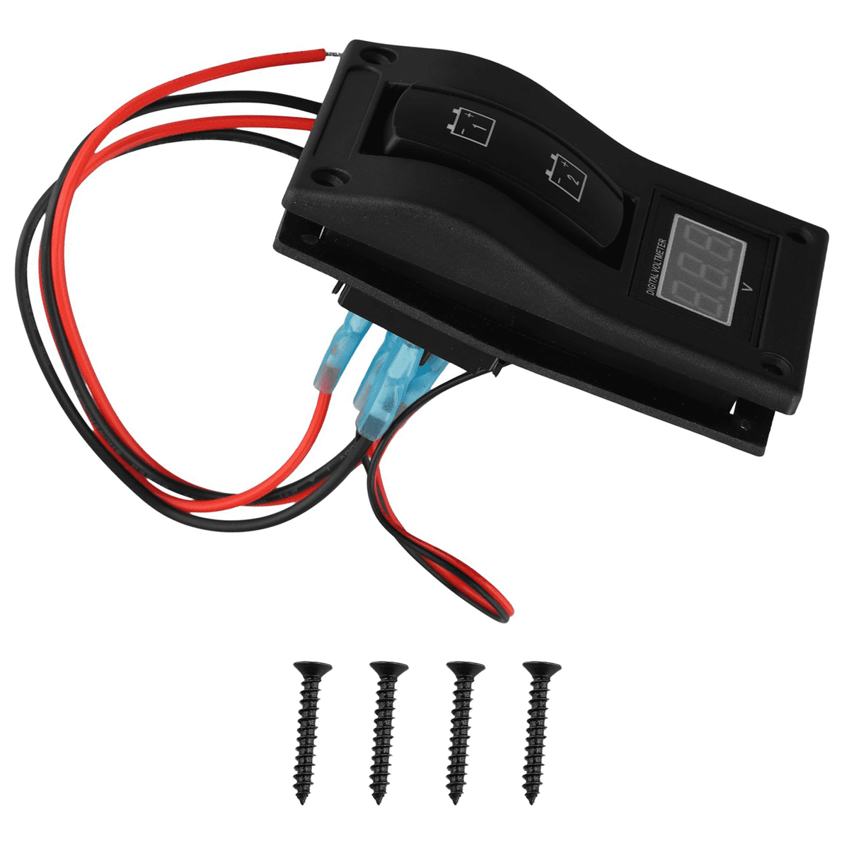 12-24V LED Dual Battery Test Panel Rocker Switch Car Truck Marine Boat Voltmeter 4P ON-OFF-ON,1 x LED Dual Battery Test Panel with Voltmeter 4x mounting screws, silicone gasket,black