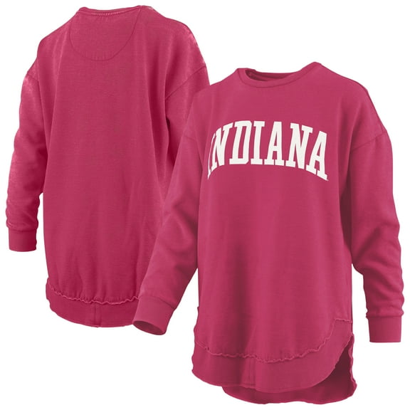 Women's Pressbox  Crimson Indiana Hoosiers Melange Poncho Vintage Fleece Long Sleeve Pullover Sweatshirt