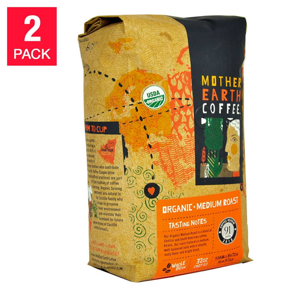 Mother Earth Organic Medium Roast Coffee 2 lb, 2pack