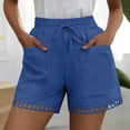 thumbnail image 5 of GUACER Casual Shorts for Women High Waisted Boho Drawstring Beach Shorts with Eyelet Cutout Hem & Big Pockets, 5 of 8