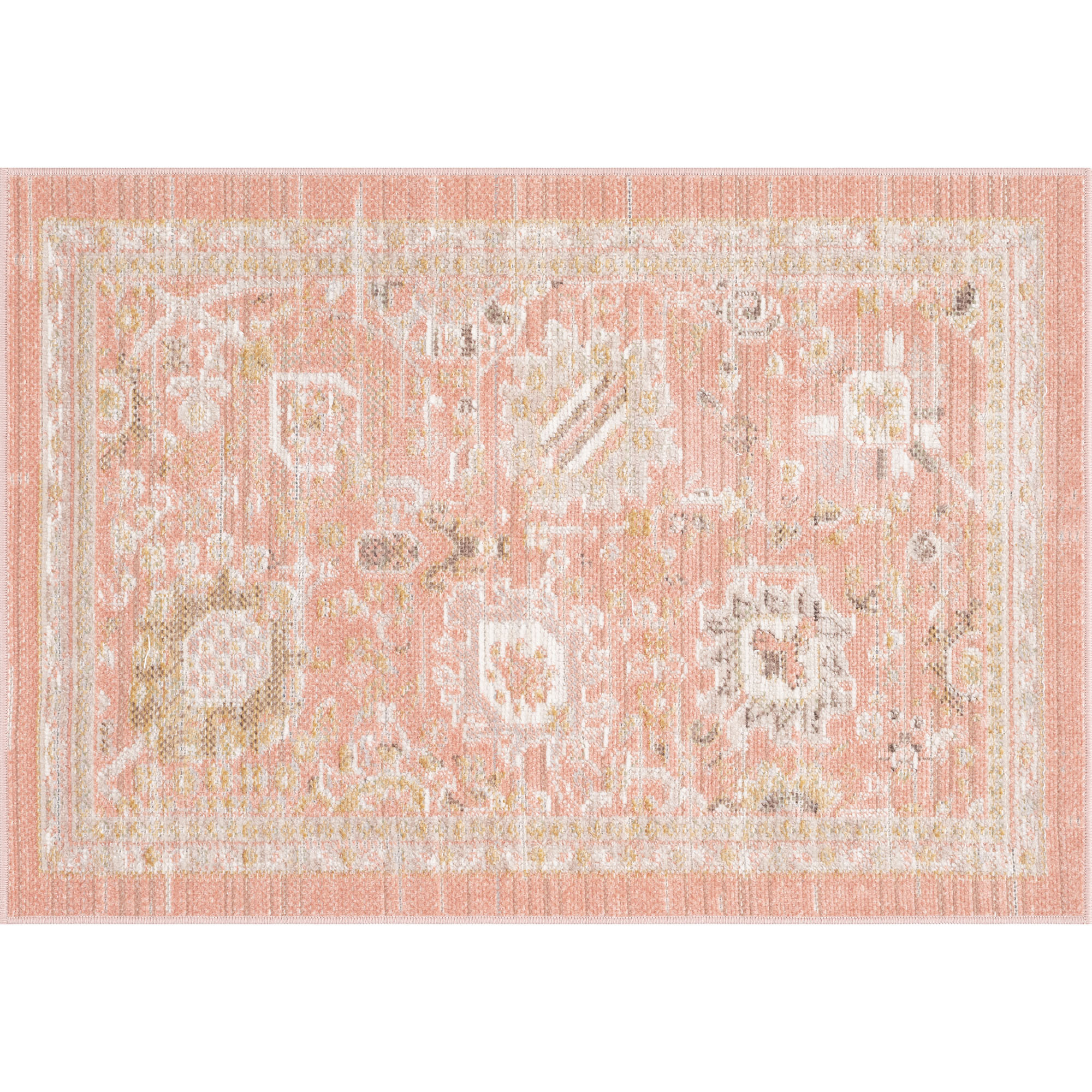Crestwood Traditional Oriental 2x3 Salmon and Brown Polyester Indoor Area Rug, 2' x 3'