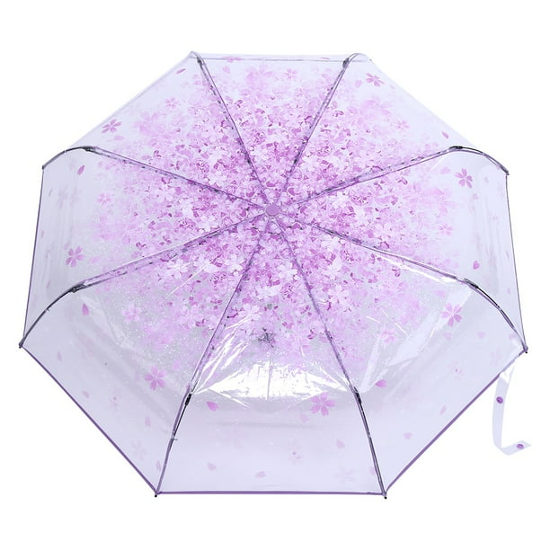 Paraguas De Lluvia Plegable Transparente Con Diseño De Flor De Cerezo De Princesa Para Mujeres Elegantes