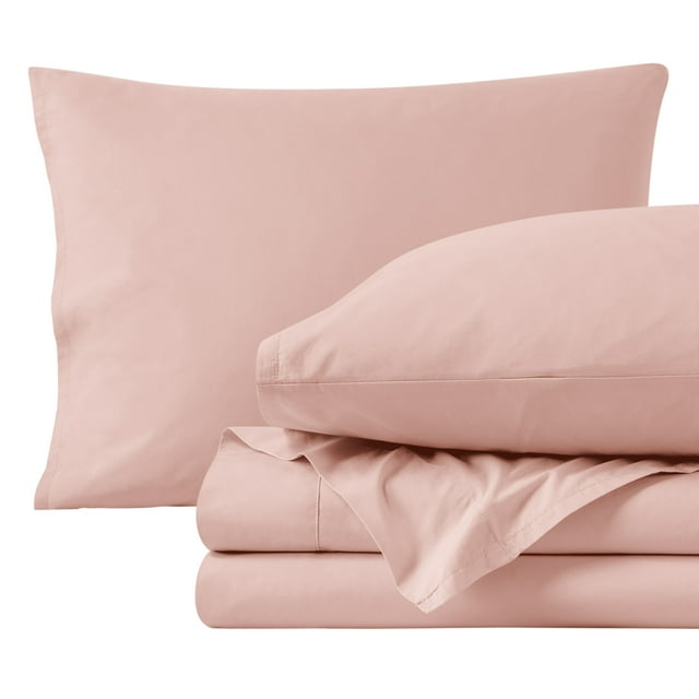 Bare Home Organic Percale Sheet Set - 300 Thread Count - 100% Organic Cotton - Twin, Dusty Pink