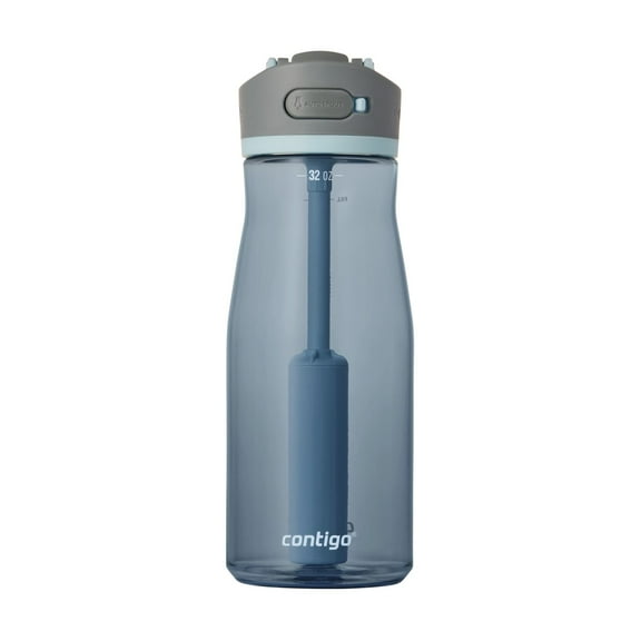 Contigo Wells Plastic Filter Water Bottle with AUTOSPOUT Straw Lid, 32 oz., Dark Ice