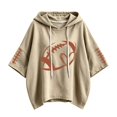 thumbnail image 5 of Oversized Football Sweatshirts for Women 3/4 Sleeve Hoodie Sweatshirts Trendy Fleece Graphic Hoodie Y2K Pullover Sweater Soft Game Day Mom Shirts Daily Travel Outfits, Beige L, 5 of 5