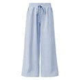 thumbnail image 4 of BUIGTTKLOP Womens Pants Casual Drawstring Elastic Waist Lounge Pants Striped Wide Leg Pants with Pockets, 4 of 6