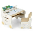 thumbnail image 1 of Costway Kids Drawing Table & Chair Set for Reading Playing with Pens & Blackboard Eraser Brown, 1 of 10