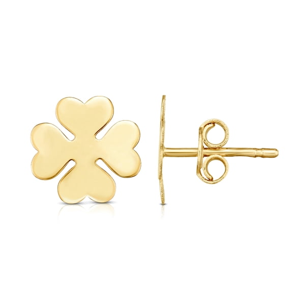 14k Yellow Gold Polished Earrings With Push Back Clasp Stud Earring for Women - .9 Grams