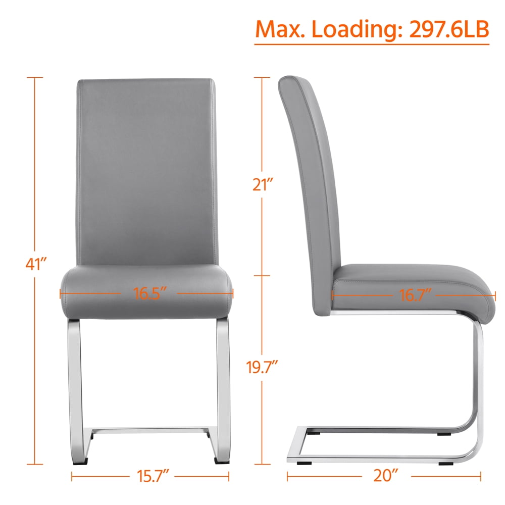 Alden Design 2pcs PU Leather Dining Chair Highback for Home, Light Gray