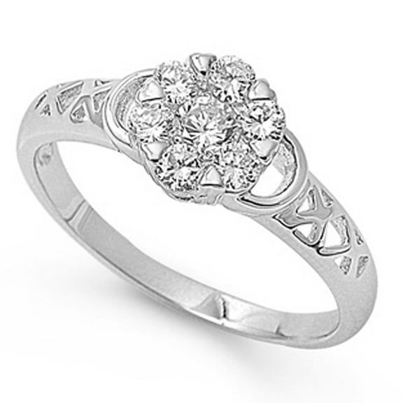 Clear Cubic Zirconia Criss Cross Heart Ring 925 Sterling Silver Band White Jewelry Female Size 9
