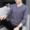 thumbnail image 3 of Camiseta lisa de corte entallado para hombre, sudaderas unicolor, cuello en V, jerseys para hombre, camisetas ajustadas de talla grande, ropa de calle Y2k, tendencias de moda 2024, 3 of 5