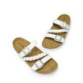 thumbnail image 4 of DREAM PAIRS Women's Slides Soft Cork Footbed Sandals Comfortable Walking Slip-on Flat Sandals Arch Support Adjustable Buckle Braided Straps Slippers, 4 of 6