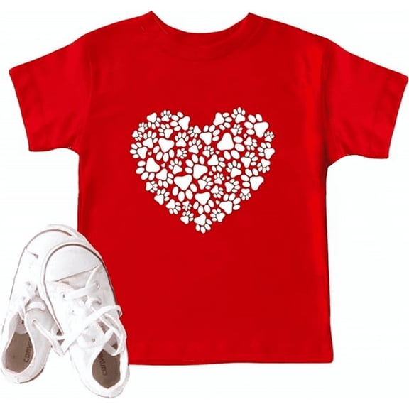 Hiijoy Toddler Girls Valentine's Day T-Shirt Heart Print Short Sleeve T Shirt Soft Summer Tshirt