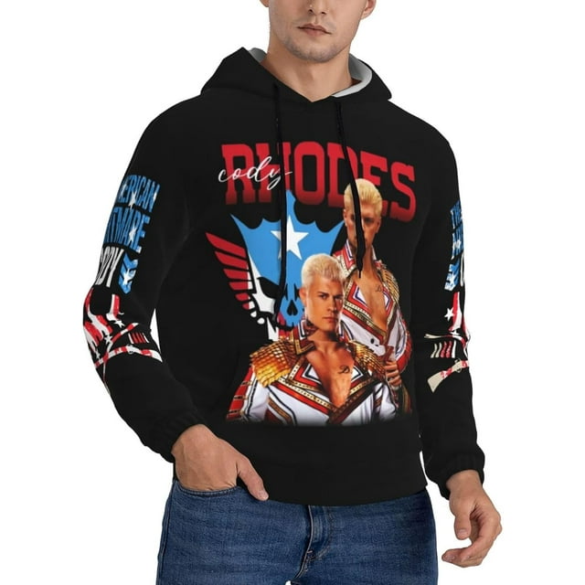 Cody Wrestler Rhodes Hoodie for Men,WWE Superstar Fan Gift Casual Pullover Hooded 3D Double-Sided Printed Drawstring Sweatshirt