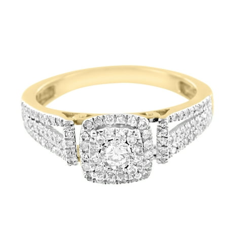 10k Gold Diamond Solitaire Ring - Solitaire Wedding Engagement Ring Solitaire Real Diamonds 10k Yellow Gold 0.40 Ct