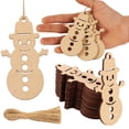 thumbnail image 1 of Inkdotpot 40pcs Snowman Wooden Ornament with Holes 3.5" Unfinished Predrilled Natural Wood Slices for Crafts Wooden DIY Christmas Ornaments Hanging Ropes Included, 1 of 7