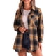 thumbnail image 1 of CAMISA DE FLANELA A CUADROS VINTAGE PARA MUJERES INSPIRE CHIC DE MANGA LARGA CON BOTONES Y COLLAR CAíDO, BLUSAS TOPS CASUAL, CáRDIGAN S NEGRO CARAMELO, 1 of 1