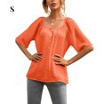 thumbnail image 1 of Camiseta Mujer Manga Corta Botón Camiseta Mujer Verano Top Blusa, S, Naranja Eigraketly AP001222-09, 1 of 7