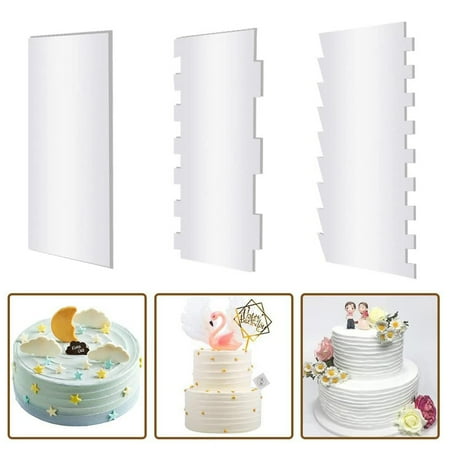 

Greenred 7Pcs/Set Cake Scraper Clear Transparent Acrylic Decorating Contour Comb Cake Saw Tooth Trim Smoother Tool Pastry Cutter for Kitche