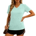 thumbnail image 5 of vdgthytj Workout Tops for Women Short Sleeve Quick Dry V-Neck T Shirt Loose Fitted Lightweight Summer Gym Athletic Basic Tops, 5 of 6