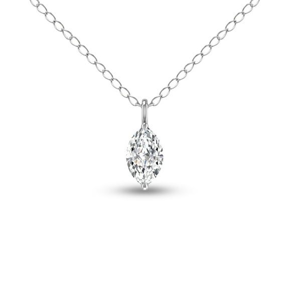 SZUL Women's Lab Grown 1/2 Carat Marquise Solitaire Diamond Pendant in 14K White Gold