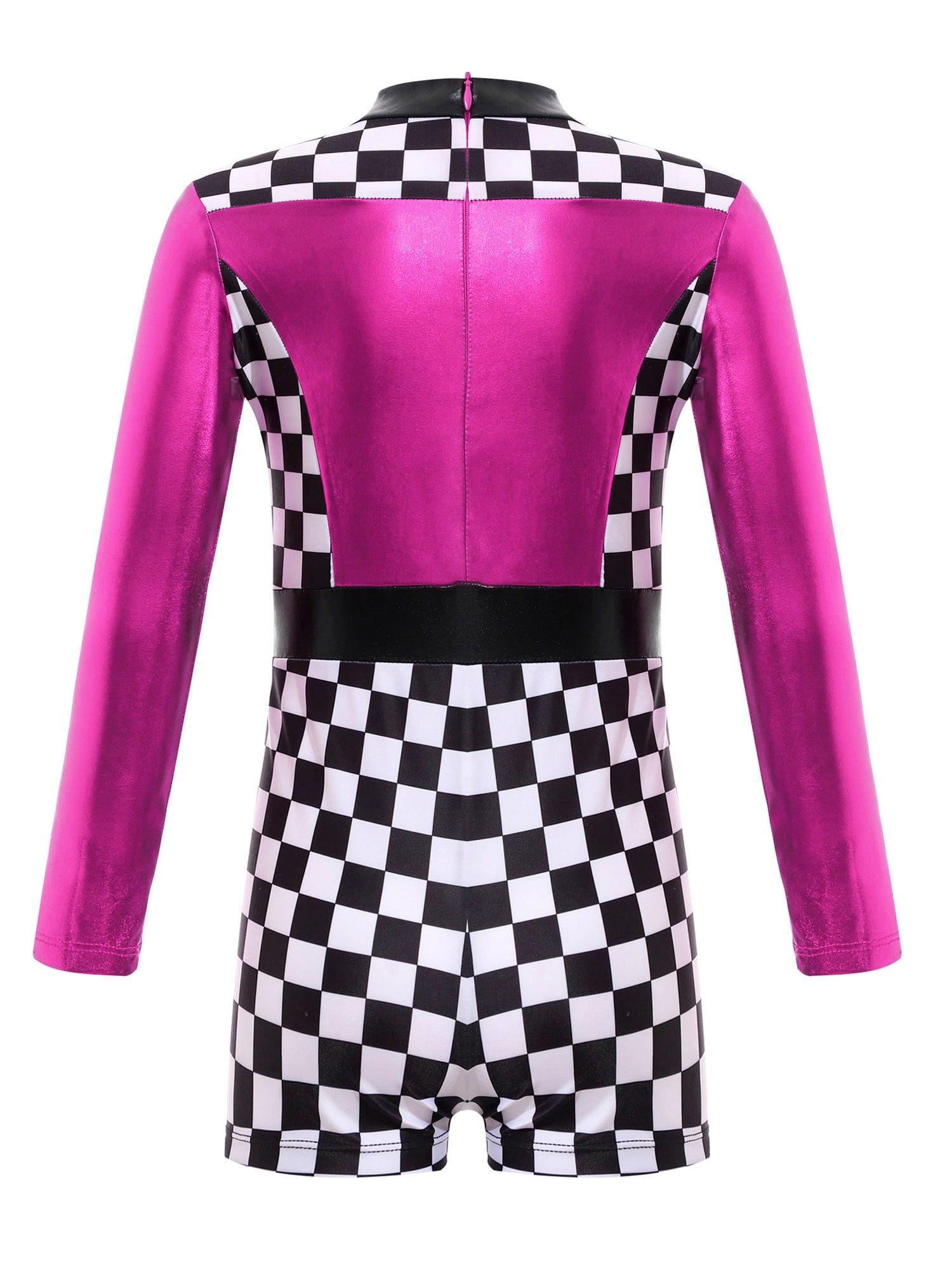 inhzoy Kids Girls Race Car Driver Racer Dress-Up Shiny Checkerboard  Jumpsuit Bodysuit Leotard Hot Pink 10 - Walmart.com