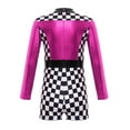 thumbnail image 2 of Ocealan Kids Girls Speed Racer Dance Bodysuits Metallic Mock Checkboard Jumpsuits Hot Pink 6, 2 of 6