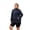 Navy Blue, variant on Plus Size Waffle Knit Zip up Jacket for Women, Long Sleeve Stand Collar Casual Outerwear with Pockets