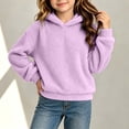 thumbnail image 2 of FAIOROI Kids Fleece Hoodie with Cute Bear Ears, Girls Boys Soft Warm Pullover Sweatshirt, Long Sleeve Hooded Top for Fall Winter Purple 7-8T, 2 of 6