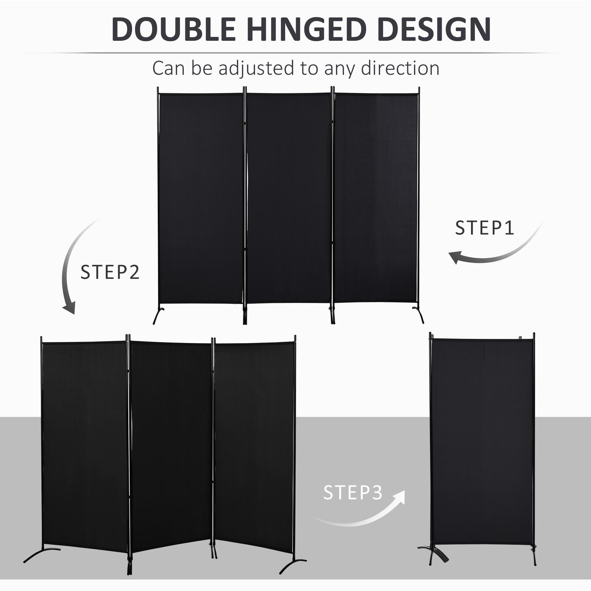 GVN Room Separation Divider,6' 3 Panel Room Divider, Indoor Privacy Screen for Home, Black