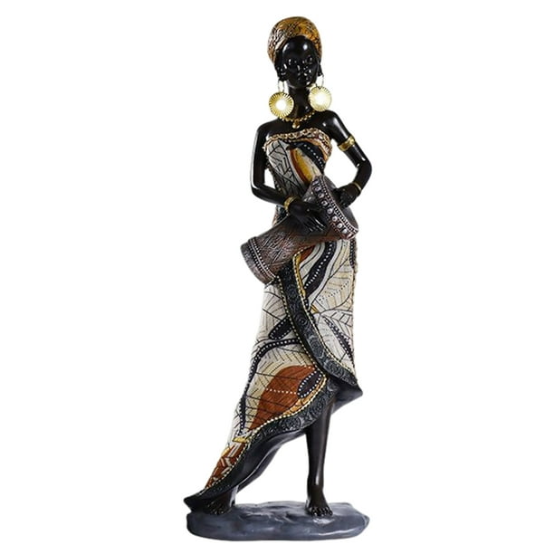 Adornos de escultura negra africana de resina, regalo de vacaciones, decoración del hogar para estudio de oficina Hugtrwg Para estrenar