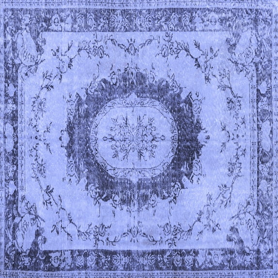 Ahgly Company Machine Washable Indoor Square Persian Blue Traditional Area Rugs, 5' Square