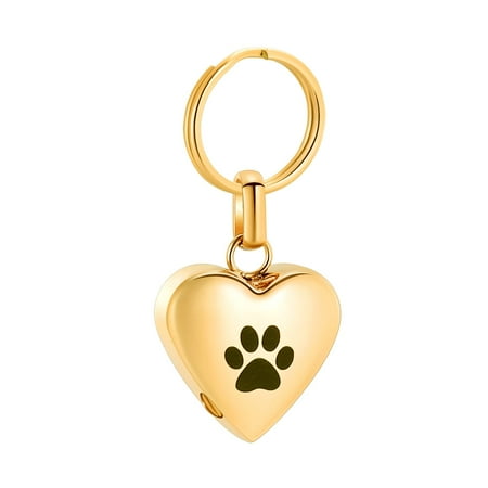 Paw Print Heart Pendant Pet Keepsake Cremation Jewelry for Dog Ashes Urn Necklace Lockets Keyring for Human Ashes Pet Ashes Cat Memorial Keychain