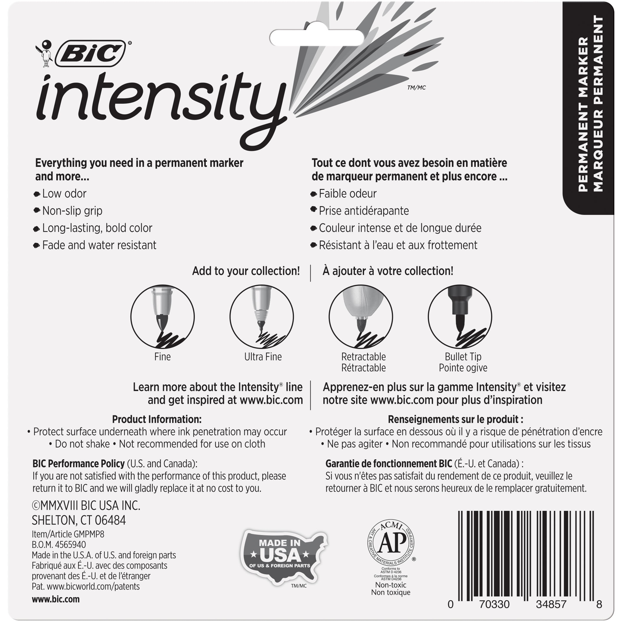 BIC Intensity Permanent Marker Bundle, Assorted Tips and Colors, 56-Count