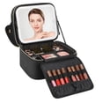 thumbnail image 1 of Bolsa de maquillaje Relavel con espejo LED recargable, color negro, 1 of 7