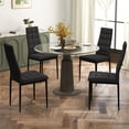 thumbnail image 4 of Demi Bonn Set of 4 Fabric Dining Chairs Set with Upholstered Cushion and High Back, Black, 4 of 7