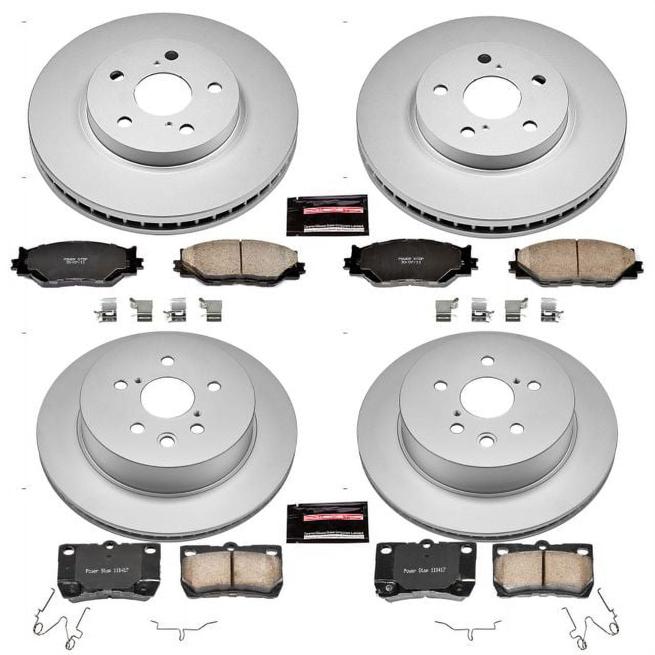 PowerStop Front and Rear Geomet Coated Brake Rotor and Pad Kit Fits: LEXUS Select Models CRK5937