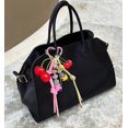 thumbnail image 2 of Cherry Keychain Bag Charm Crystal Stone Keychain Leather Knots Bag Charm Leather Tassel KeyChain Hand Woven, 2 of 6