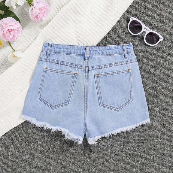 Jeans Shorts Classic Baggy Summer Jeans with Pockets Girls Clothes Size 14 Years