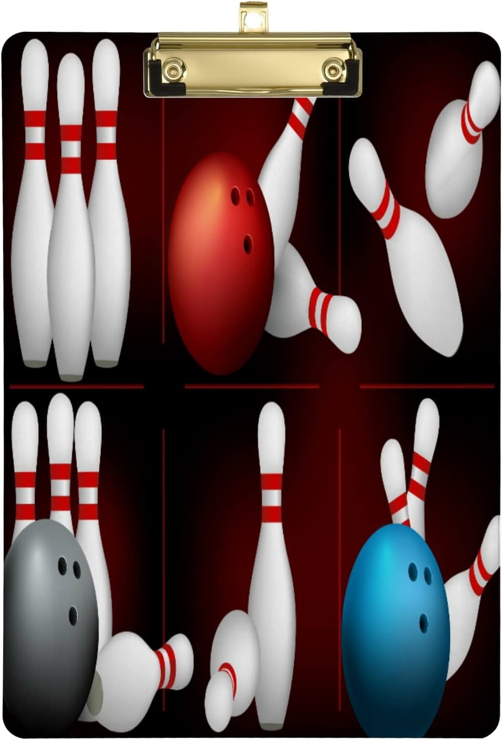 FMSHPON Bowling Ball Sport Clipboard Hardboard Wood Nursing Clip Board
