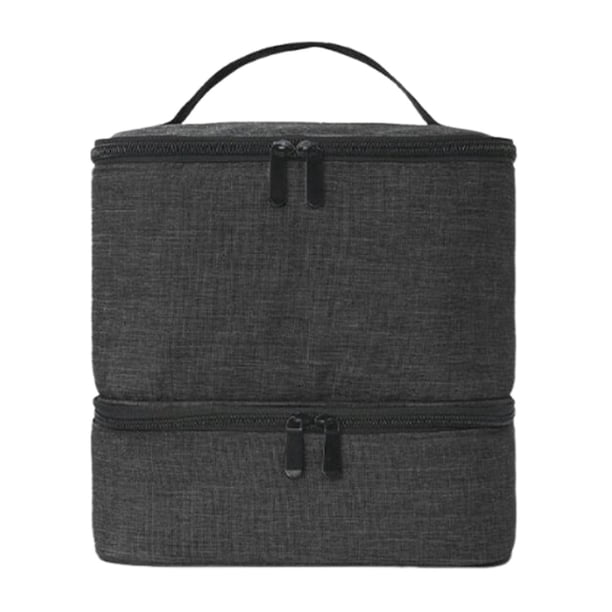 Bolsa de caja de soporte de uñas, soporte de esmalte de uñas, portátil, con mango, caja de secador de uñas para conjuntos de manicura suministros Negro