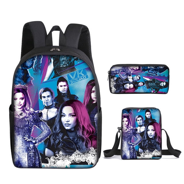 2024 New Descendants Backpack Three-Piece Backpack Cartoon Student Backpack Shoulder Bag Pencil Bag