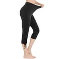 thumbnail image 5 of Htigea Under $10 High Waisted Capri Leggings for Women Casual Workout Yoga Pants Stretchy Slim Fit Capris with Bottom Drawstring Soft Comfortable Summer Clothing Black S, 5 of 9