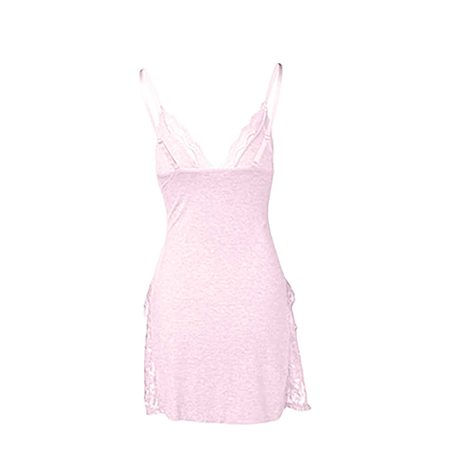chinese dress ladies Lace Trim Slit Nightgown Lace Trim Side Sleep Dress Slit Bowknot Decor Sleep  Spaghetti Dress Sleepwear (Green, S) at Amazon Women's Clothing store