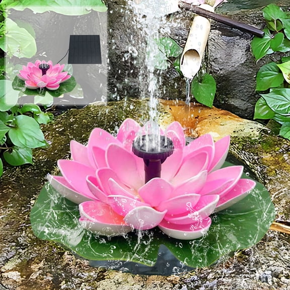 Solar Power Pump,Water Lily Bird Bath Fountain, Artificial Floating Lotus Flowers Brushless Pumps for Fish Pond Garden Patio Aquarium and Outdoor Pool Decor