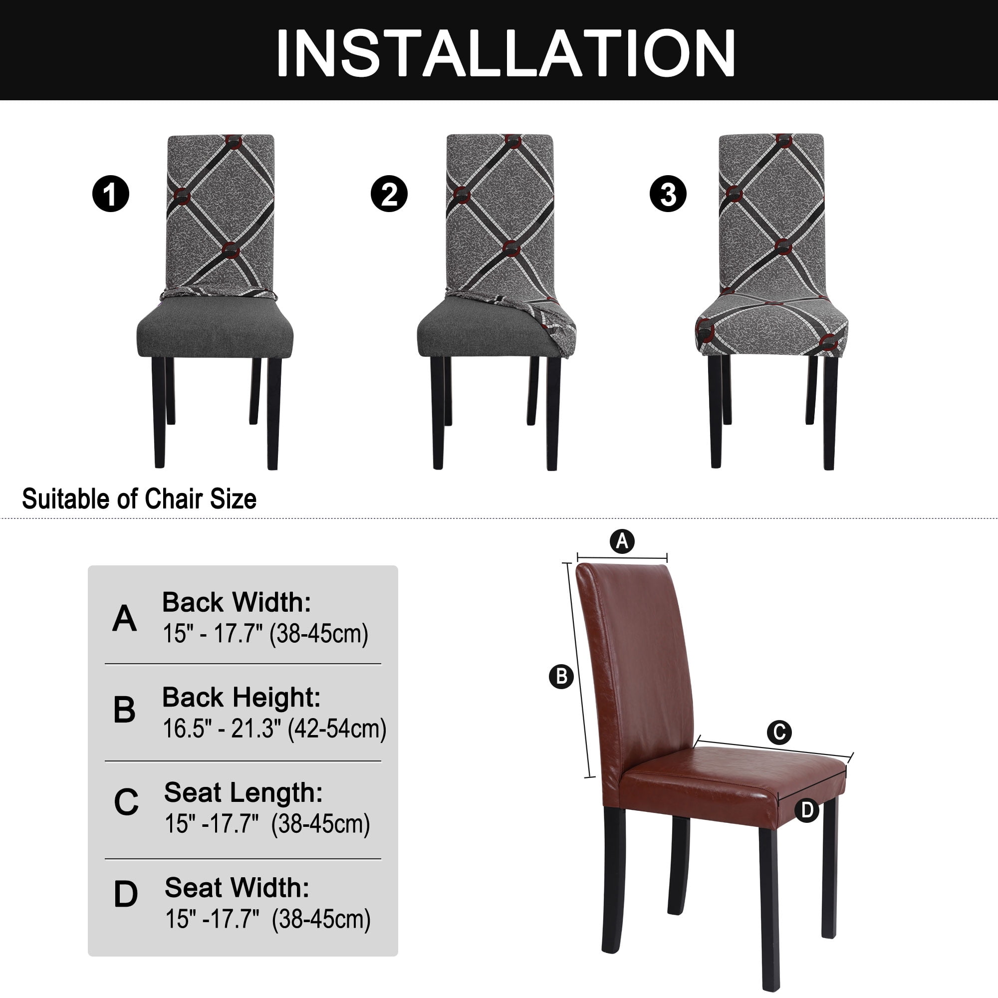 Unique Bargains Geometric Pattern Dining Room Chair Cover Gray and White