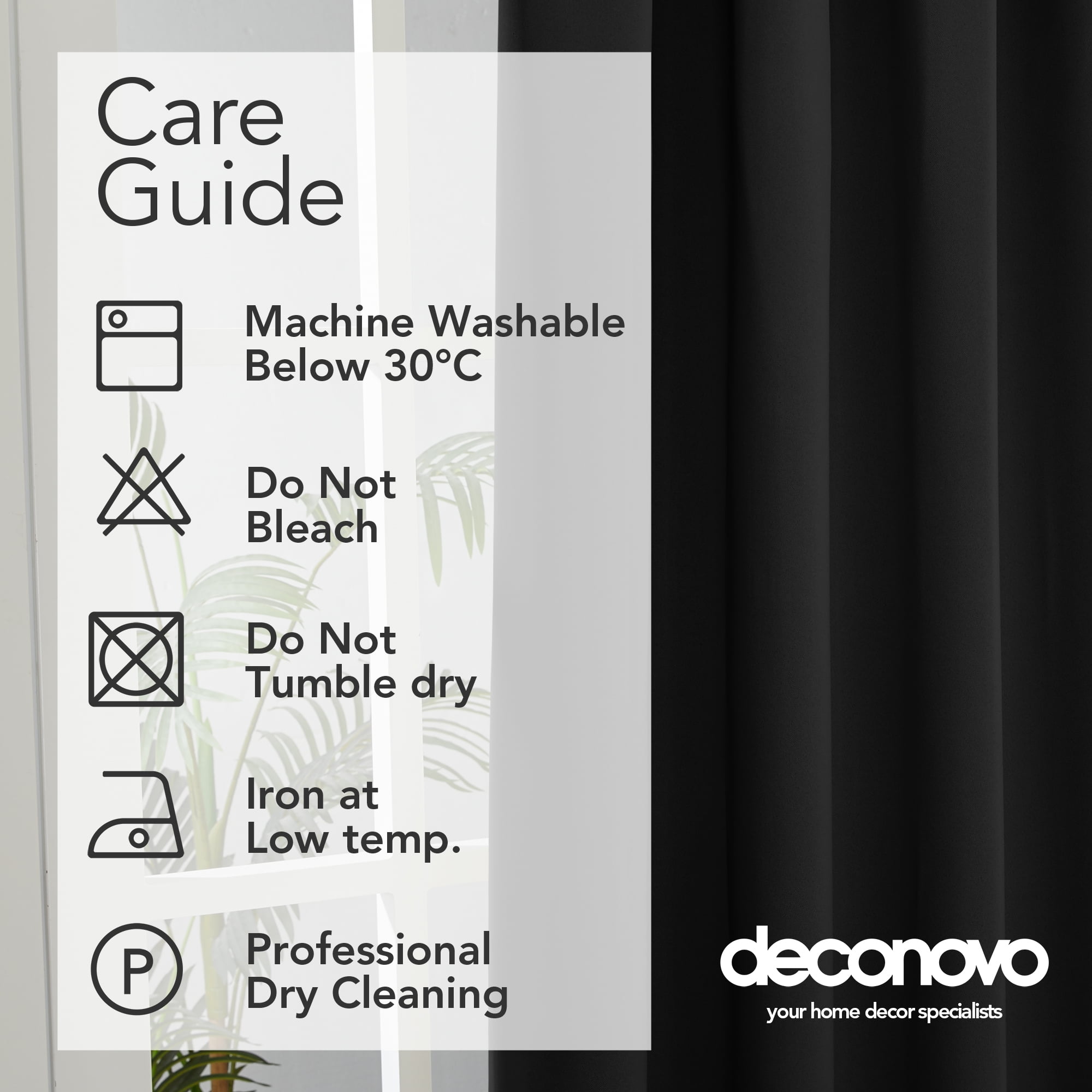 ZOPZO Blackout Curtain 52 x 84 inch Black Rod Pocket Window Curtain for Living Room Set of 2