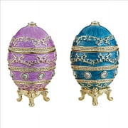 Design Toscano Imperial Baroque Collection Romanov Style Enameled Eggs: Pastel Magenta and Celestial Blue